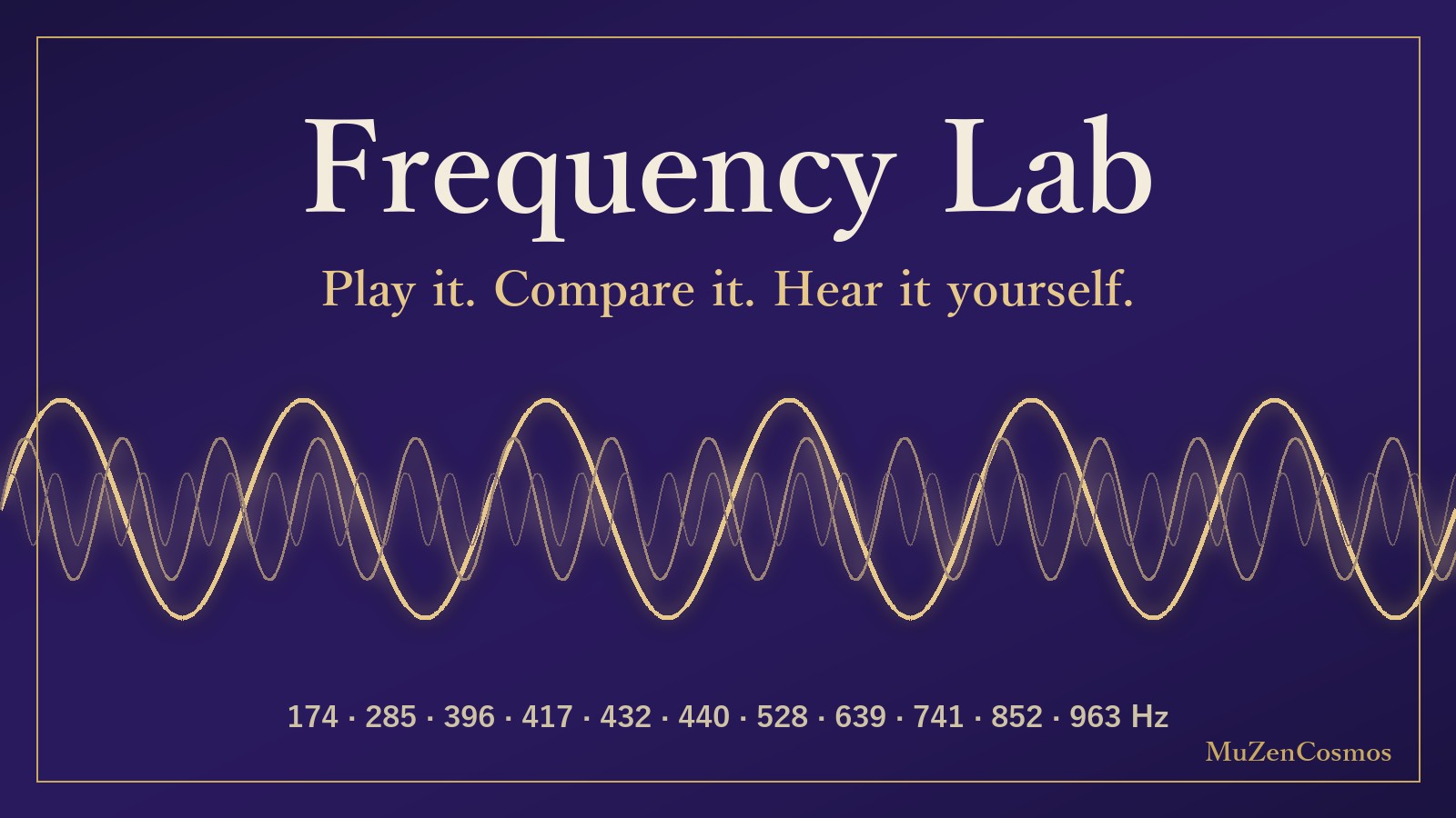 Frequency Lab: sine waves at 174, 432 and 963 Hz